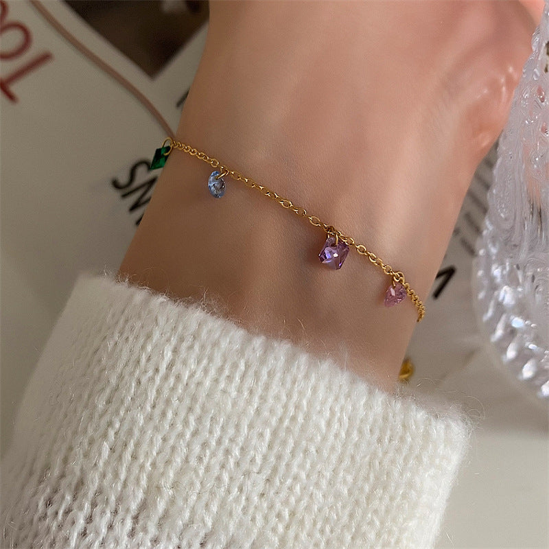 Korean Style Sweet Summer Fantasy Rainbow Zircon Fashion Bracelet