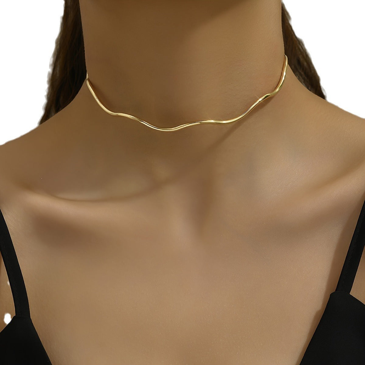 Women's & Men's Sier Minimalist Wave Couple Refined Grace Collar