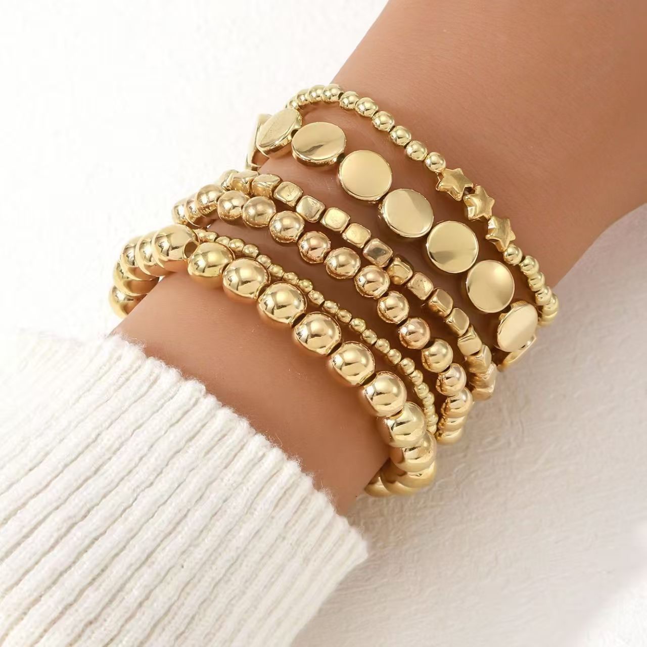 Women's Simple Style Imitation Pearl Cold Geometric Beads Stitching Bracelets