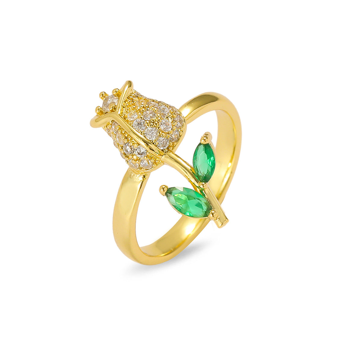 Micro Inlaid Zircon Simple Tulip Sweet Ring
