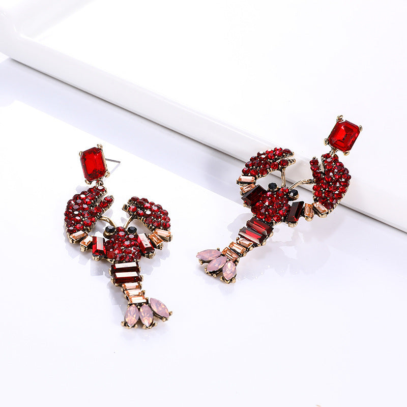 Women's Exaggerated Lobster Shape Fashion Creative Niche Design Alloy Earrings