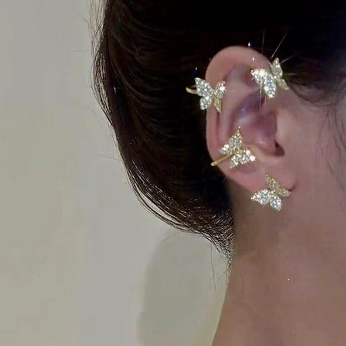 Niche Elf Butterfly Clip Light Luxury Earrings