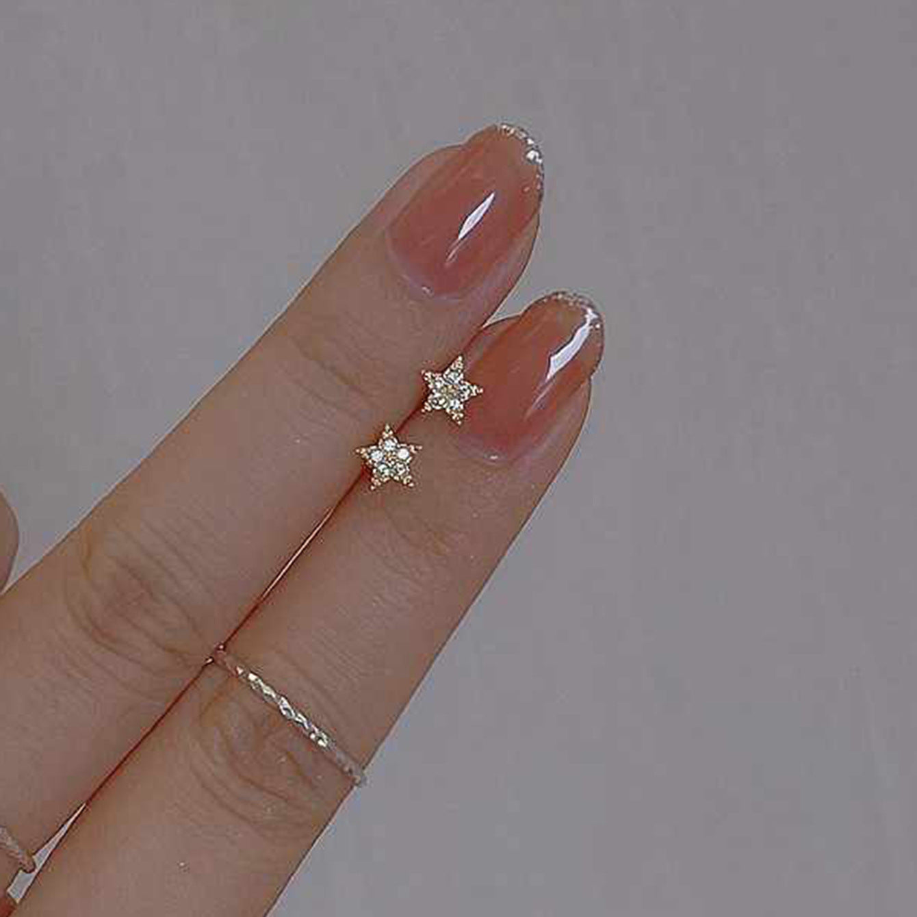 Rhinestone Mini Pentagram Female Korean Style Exquisite Small Light Luxury Rings