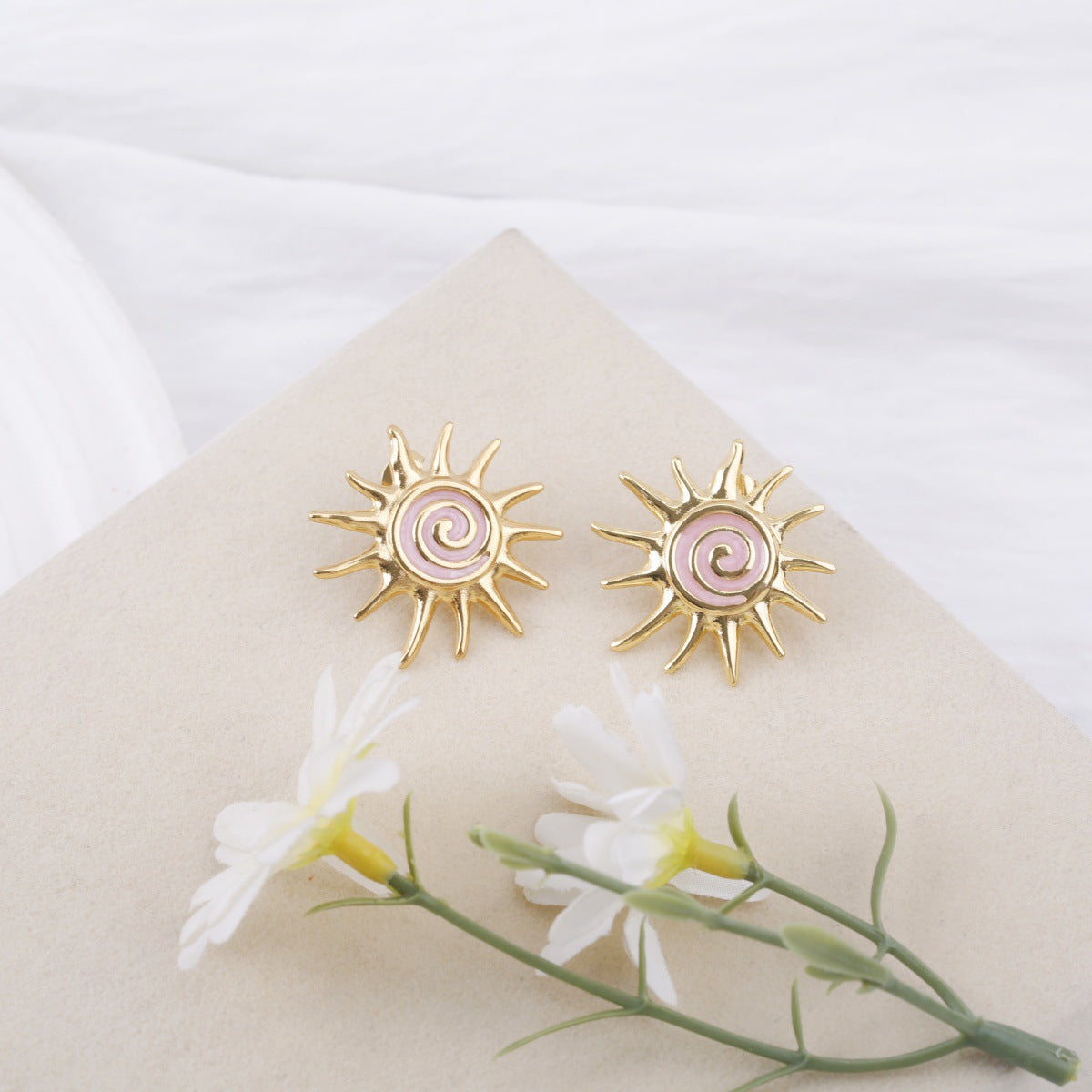 Fresh Sweet Style Apollo Stainless Steel Stud Earrings