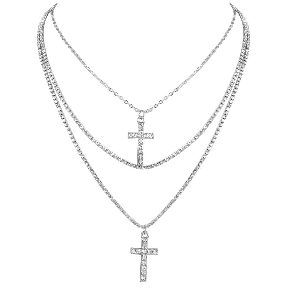 Vintage Cross Bead Simple Clavicle Chain Necklaces