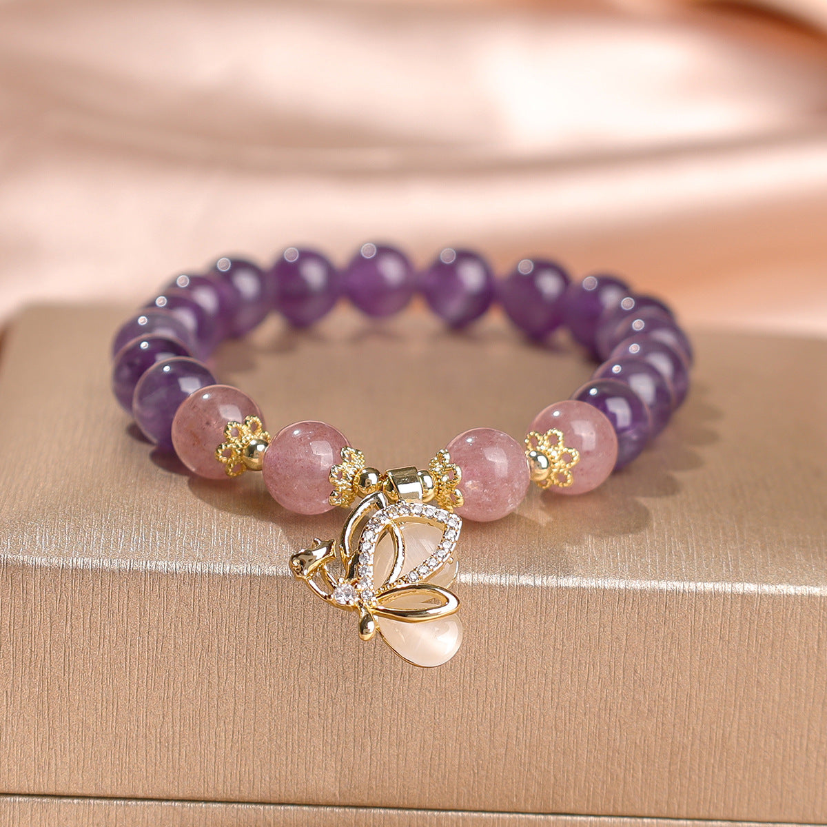 Women's Natural Amethyst Beaded For Mild Luxury Retro Bracelet