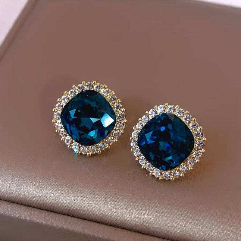 Temperament Female Blue Color Sier Exquisite Earrings