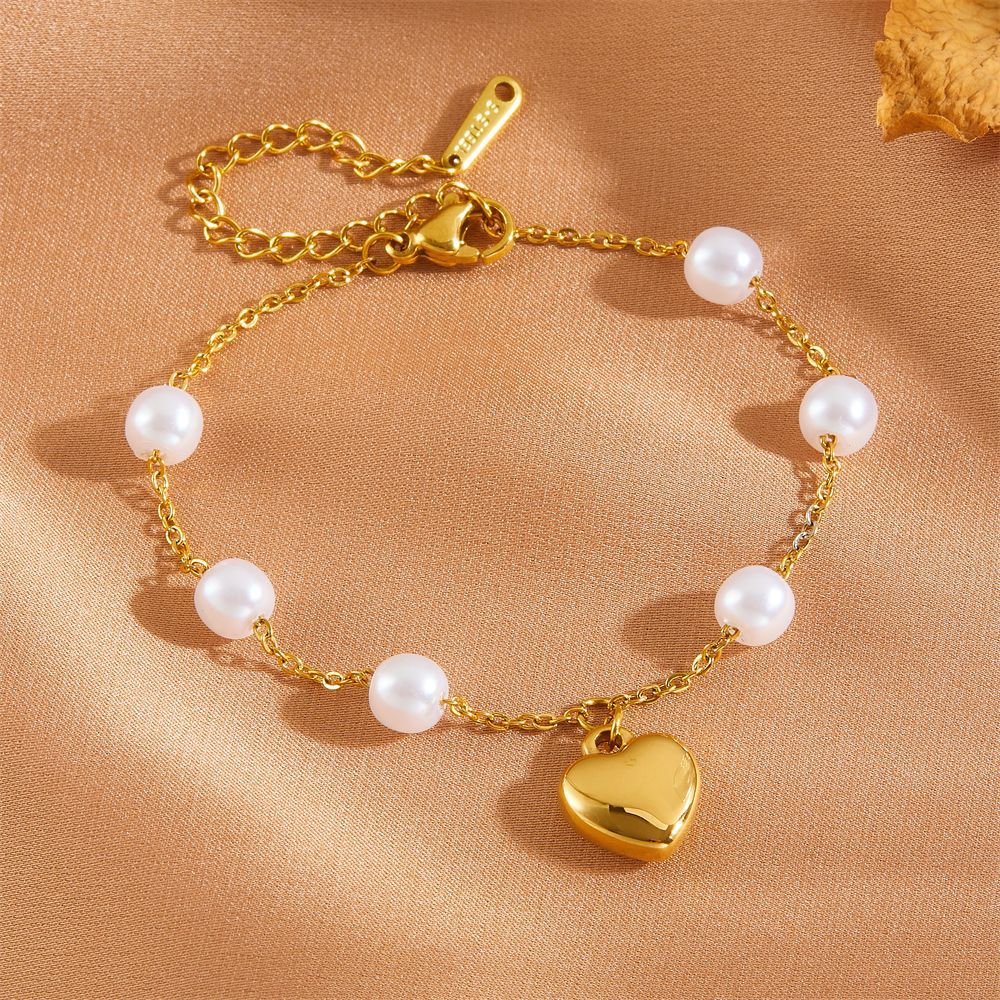 Women's Heart Bow Tie Clover Scallop Pearl High Bracelets