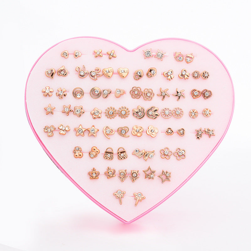Women's Flower Love Heart Not Allergic To Stud Earrings