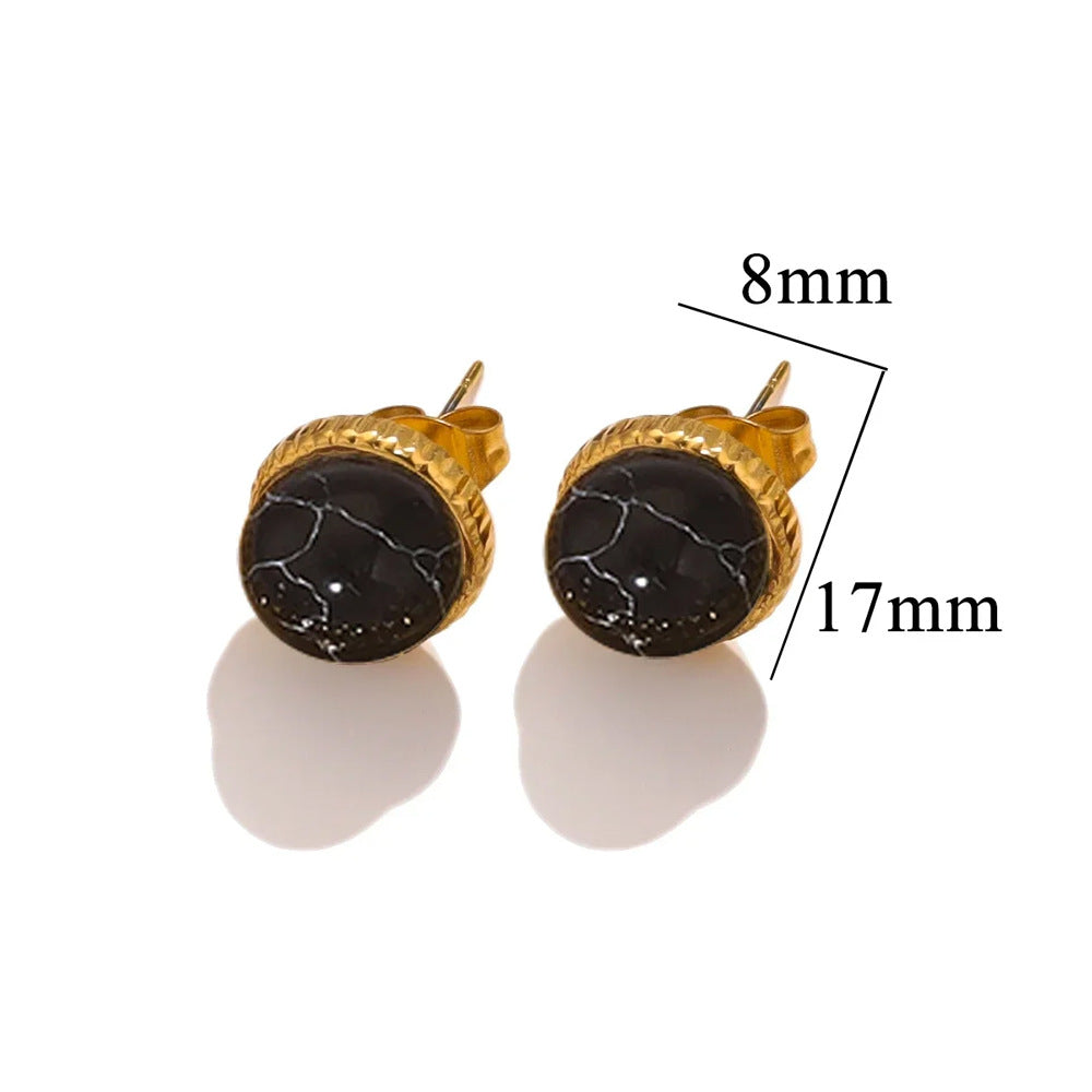 Stainless Steel Natural Stone Titanium Ear Tigereye Rings