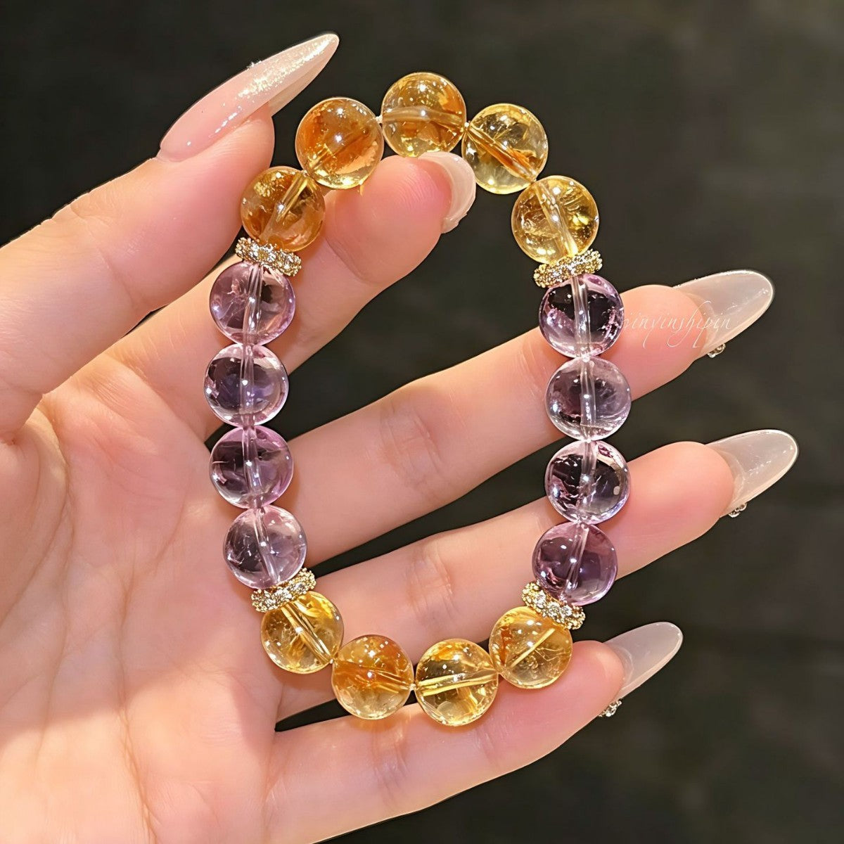 Rich Double Crystal Imitation Yellow Symbiosis Bracelets