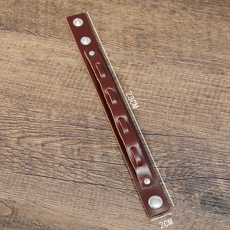 Men's Retro Cattle Leather Personality Trendy Hip Hop Bracelets