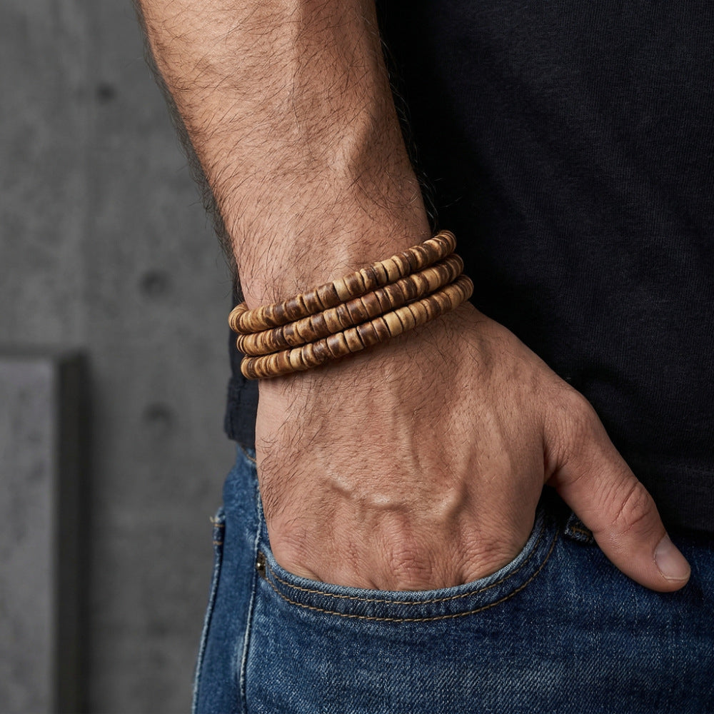 Men's Coconut Shell Hip Hop Punk Retro Bracelets