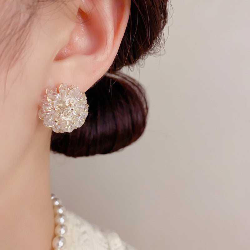 Women's Exquisite Fashion Super Fairy Flowers Crystal Temperament Entry Lux Minimalist Earrings