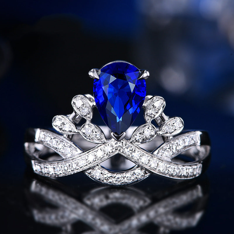 Luxury Water Drop Pear-shaped Crown Simulation Rings