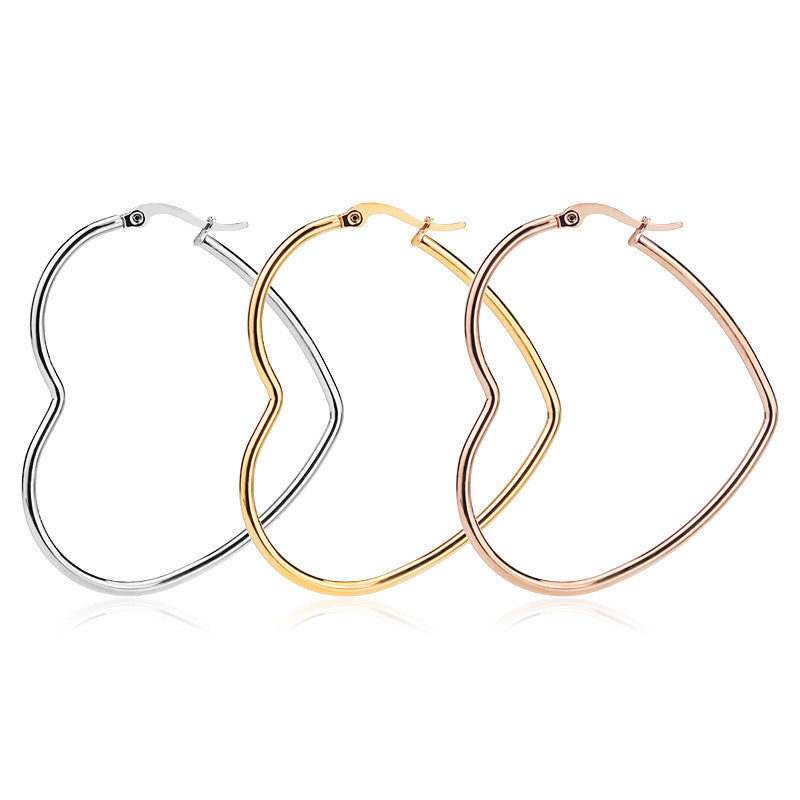 High Profile Fashion Titanium Steel Heart-shaped Earrings
