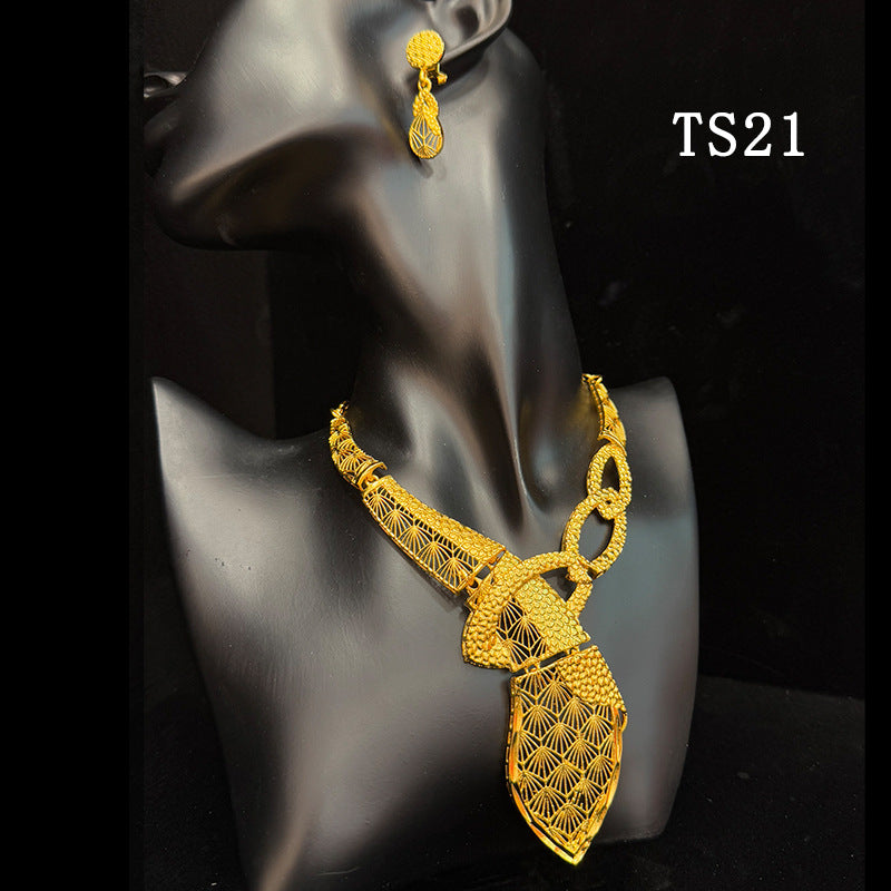 Gold Plated Female Bridal Wedding Imitation Jewelry Set