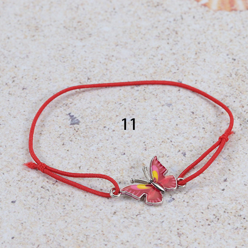 Colorful Butterfly Adjustable Filament Carrying Strap Bracelet