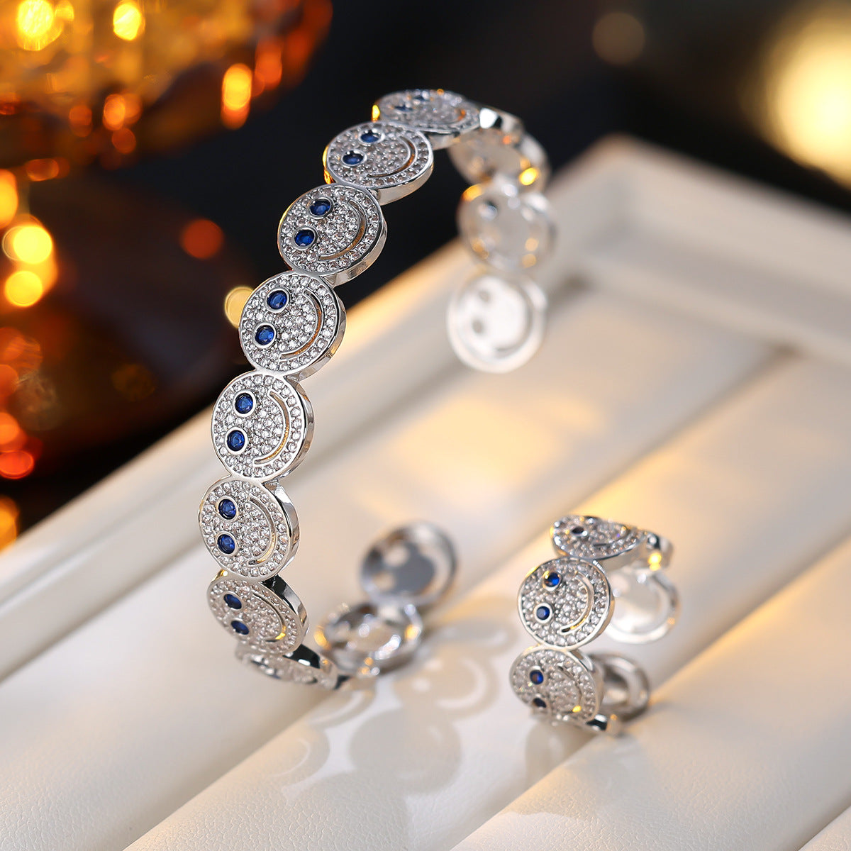 Simple Round Smiley Face Synthetic Zircon Bracelets