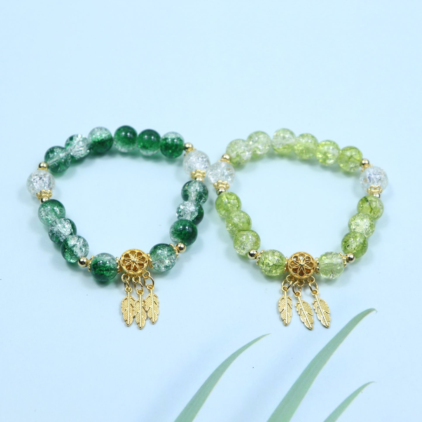 Gold Beaded Feather Glass Chipping Beads Bead Night Market Bracelets