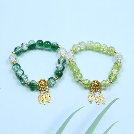 Gold Beaded Feather Glass Chipping Beads Bead Night Market Bracelets