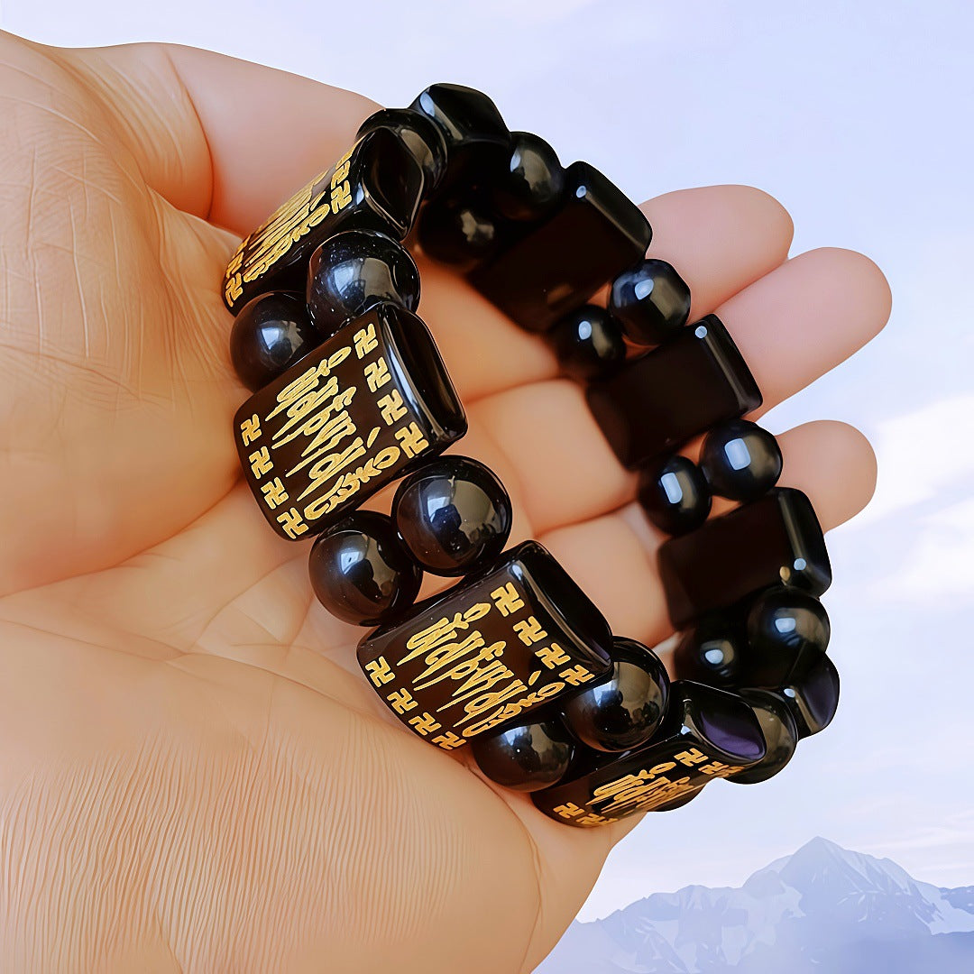 Jade Barrel Beads Gold Pi Longevity Bracelets