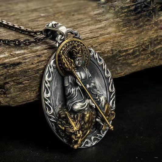 Women's & Men's Vintage Thai Sier Tibetan King Bodhisattva Birth Buddha Necklaces