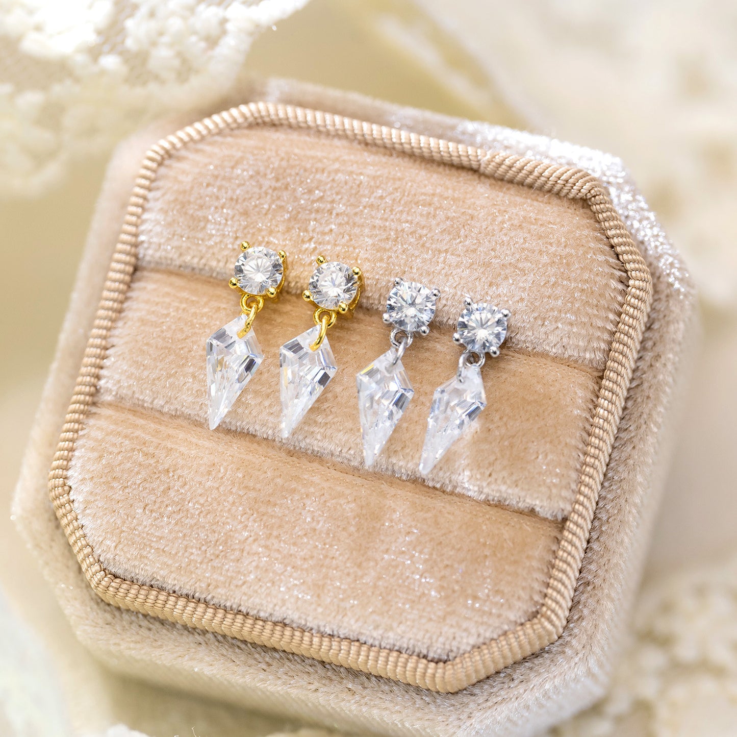 Flash Diamond Fringed Zircon Female Minority Simple Temperament Cold Feeling Stud Earrings