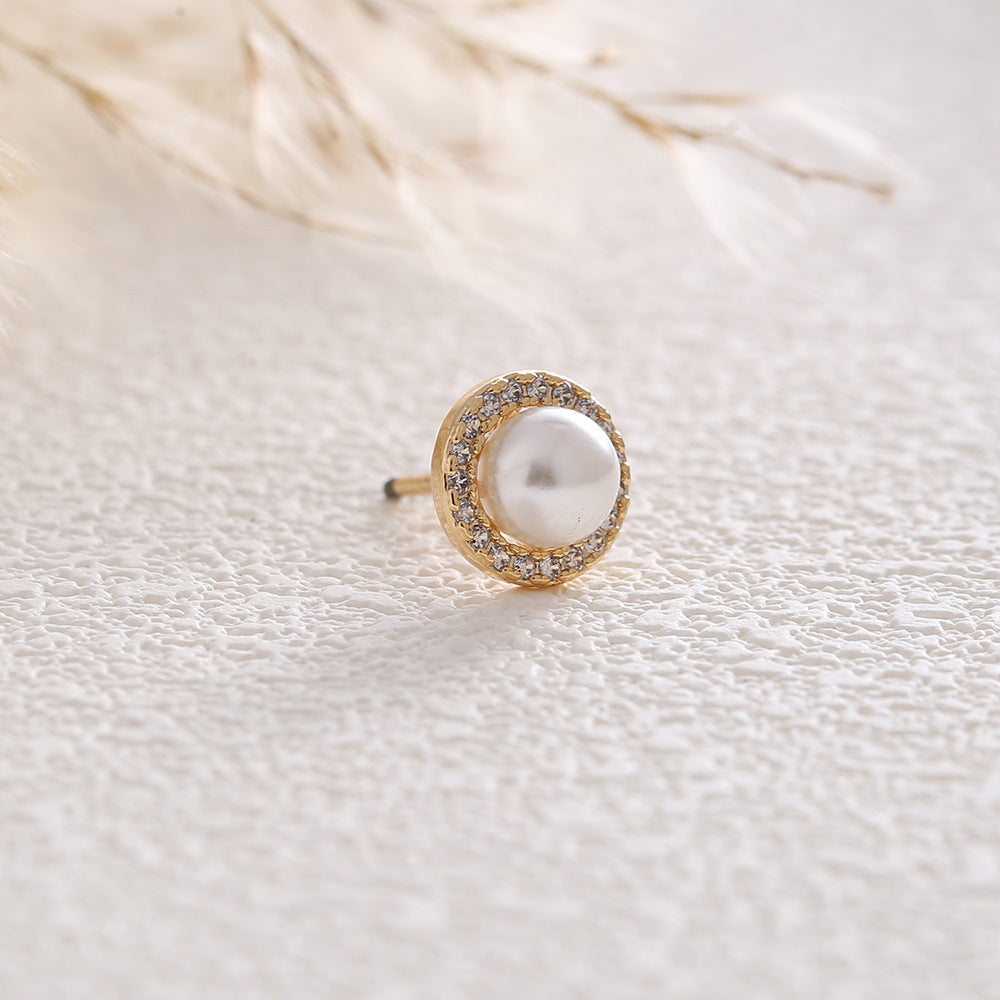 Zircon Imitation Pearl High Sense Simple Stylish Earrings