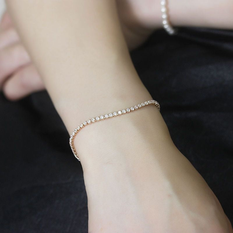 Simple Titanium Steel Female Full Diamond Bracelets