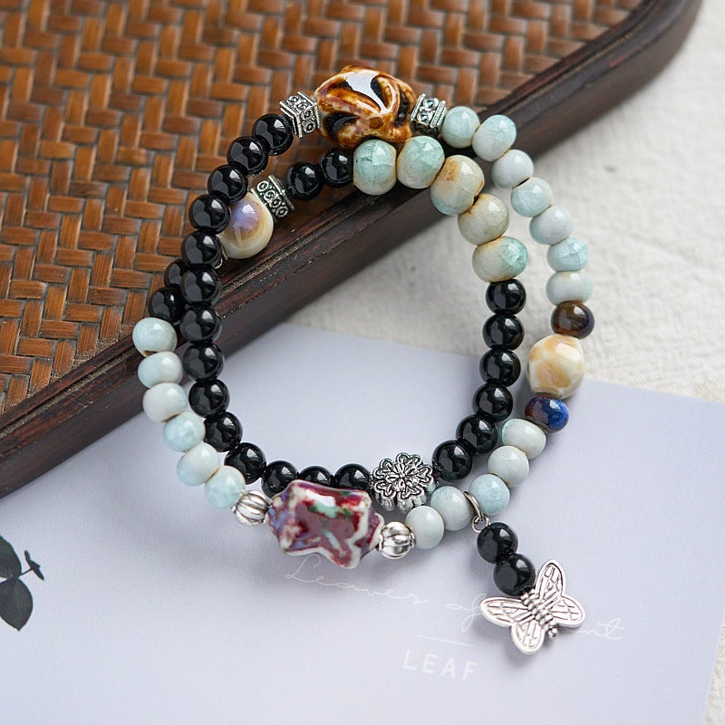 Women's Double Ceramic Ornament Ethnic Artistic Accessories Bracelets