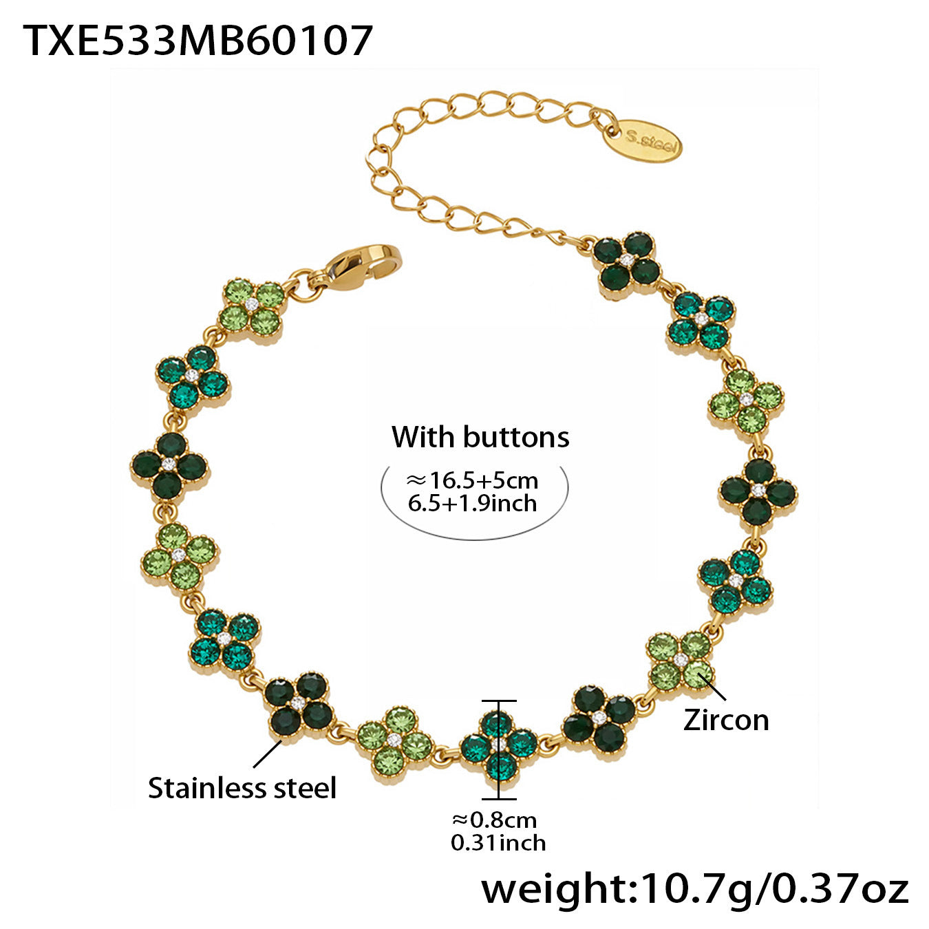 Elegant Color Inlaid Zircon Petal Clover Fashion Lady Jewelry Set