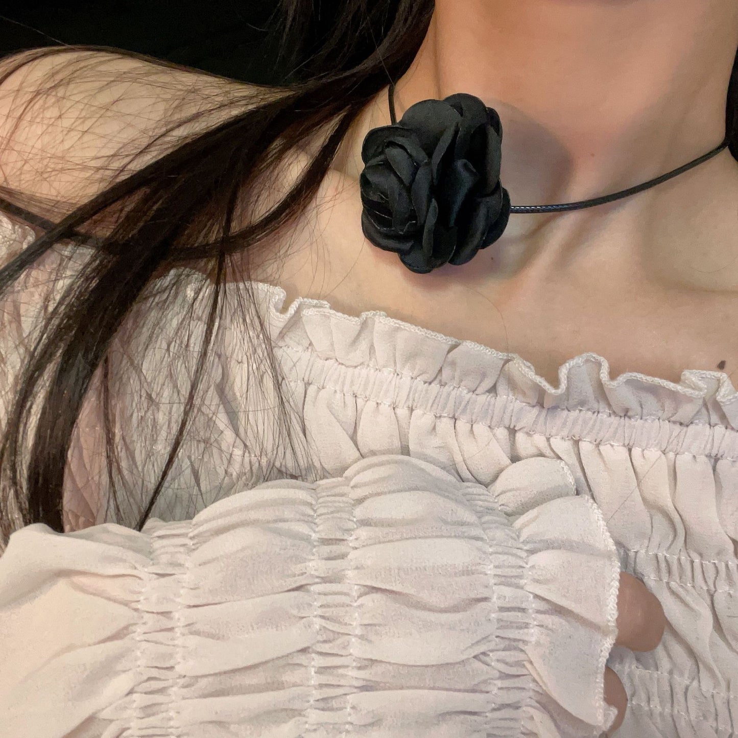 Flower Female Light Luxury Minority High Collar