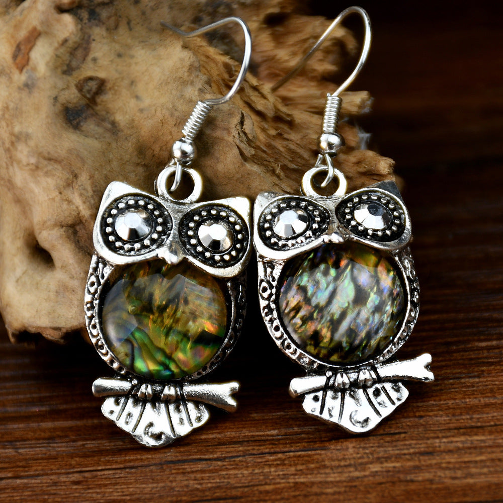 Women's Owl Animal Color Shell For Personalized Earrings