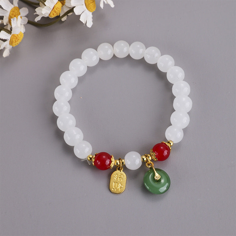 Peace Buckle Imitation Jade Lucky Fortune Bracelets