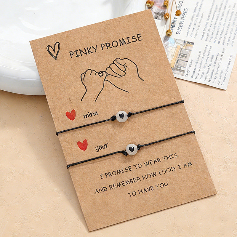 Lucky Beads Friendship Couple Drag Hook Card Adjustable Carrying Bracelet