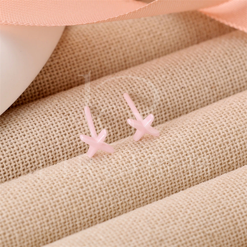 Cross Integrated Biological Porcelain Zirconia Ceramic Ear Small Auricular Needle Stud Earrings