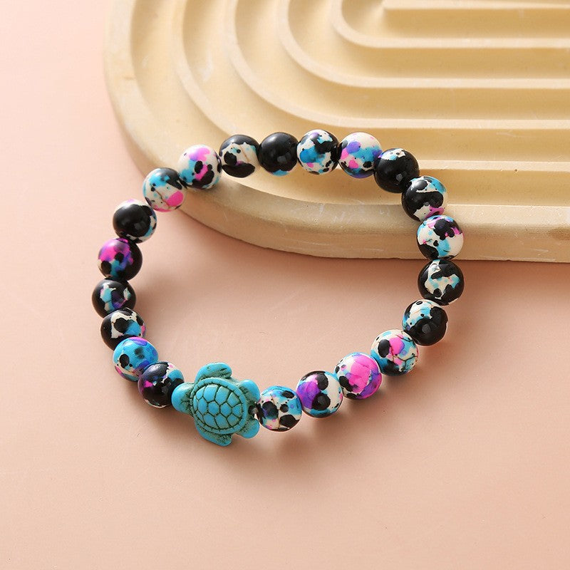 Women's Hand Cross Color Wooden Bead Beaded Bracelet