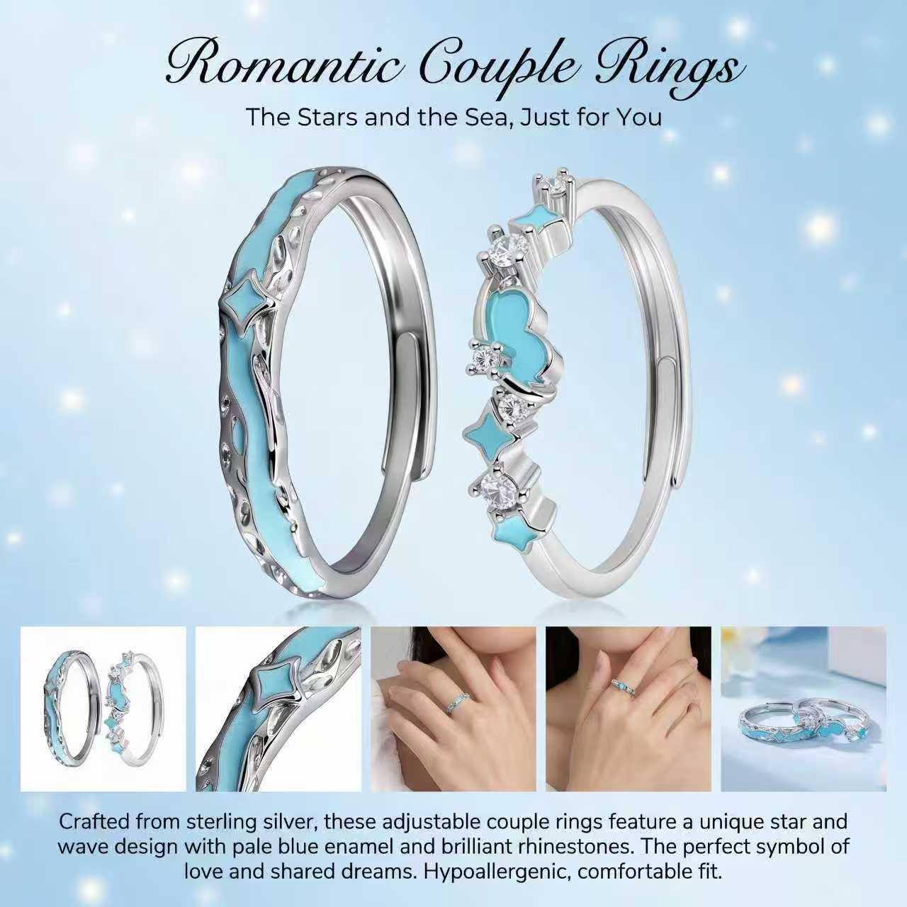 Environmental Protection Copper Asterism Love Couple Rings