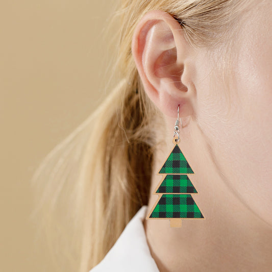 Christmas Tree Holiday Wood Piece Wooden Earrings