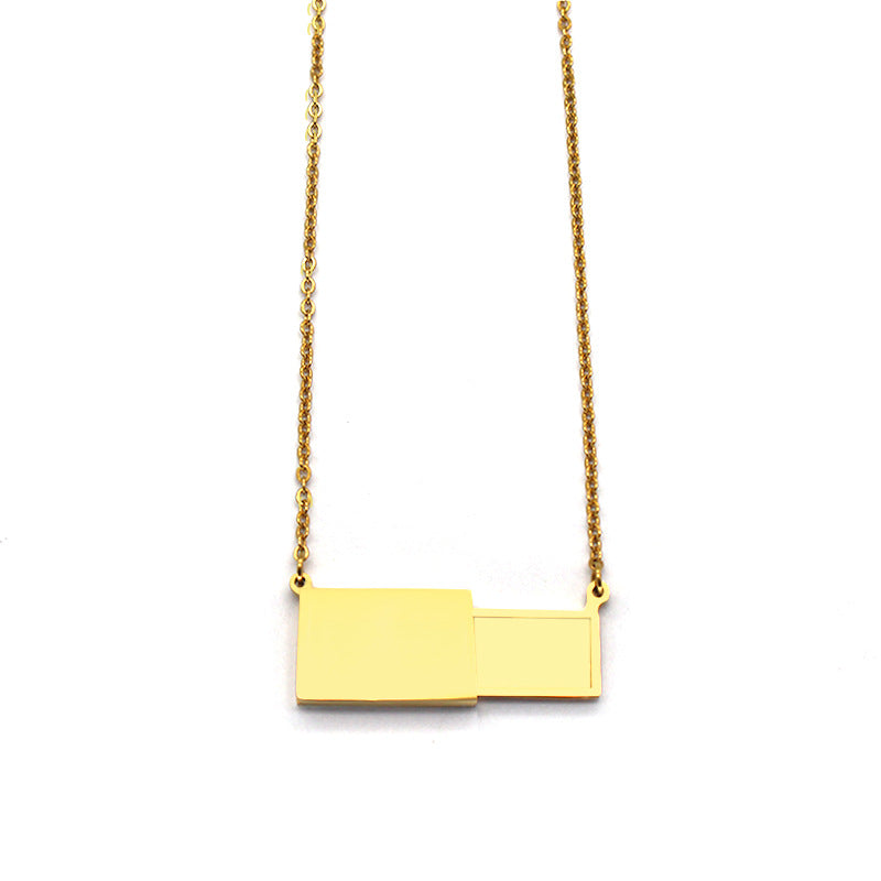 Creative Pull-out Envelope Female Design Stainless Steel Clavicle Necklaces