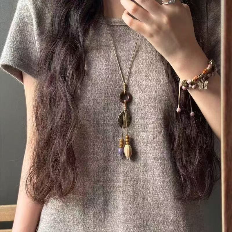Butterfly Ethnic Ceramic Starfish Retro Collarbone Sweater Chain Pendants