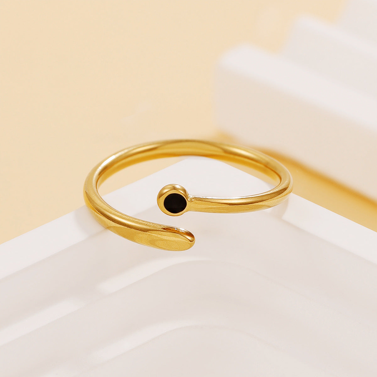 Stainless Steel Personality Style Three-color Dripping Enamel Minimalist Simple Geometric Ring