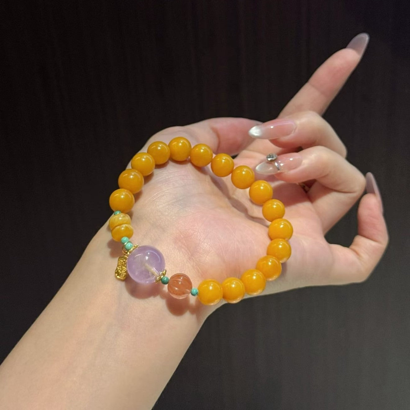 Chicken Grease Full Honey High Imitation Old Wax Amber Fidelity Bracelet