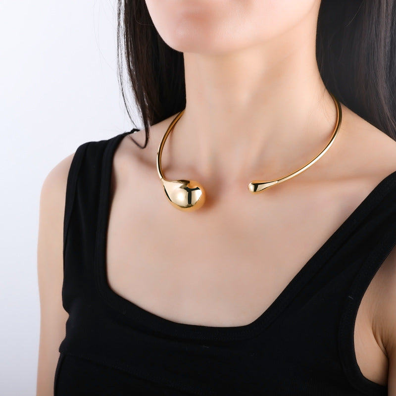 Alloy Exaggerated Female Lady Drop-shaped Metal Necklaces
