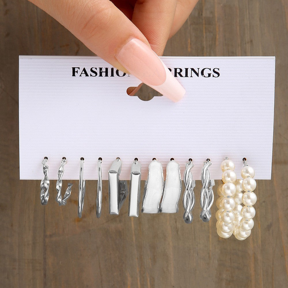 Women's Geometric Type Alloy Pearl Suit Pairs Fashionable Rings