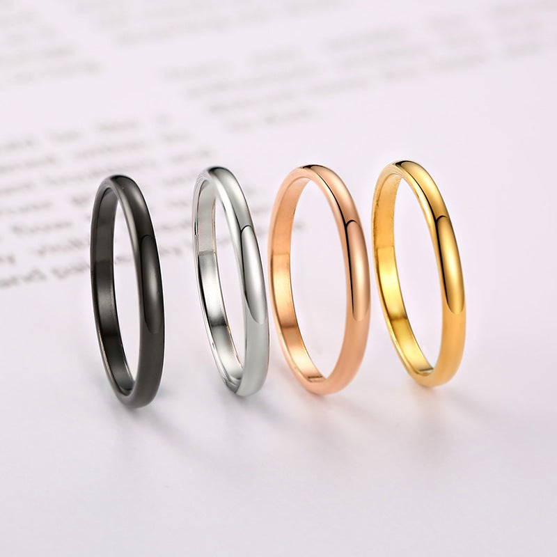 Women's & Men's Thin Female Stainless Steel Couple Glossy Rings