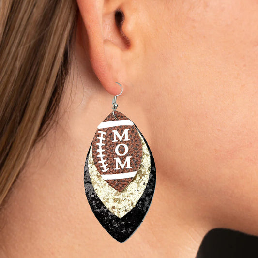 Rugby Field Come On Football Mom Earrings