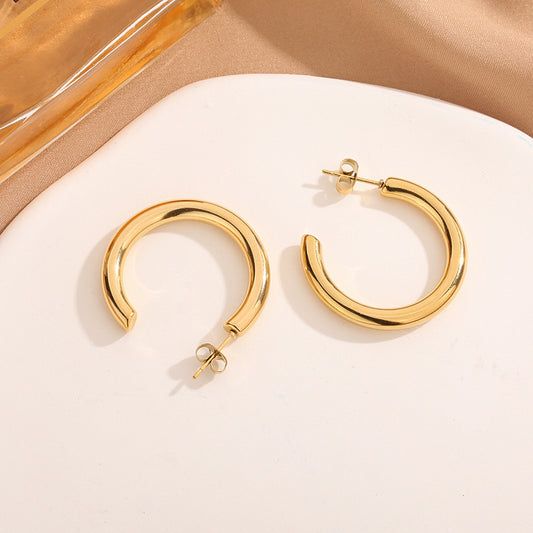 Women's Trendy High-grade Circle Small Ear Stainless Earrings