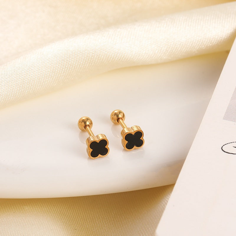 Clover Female Titanium Steel Ear Bone Stud Earrings